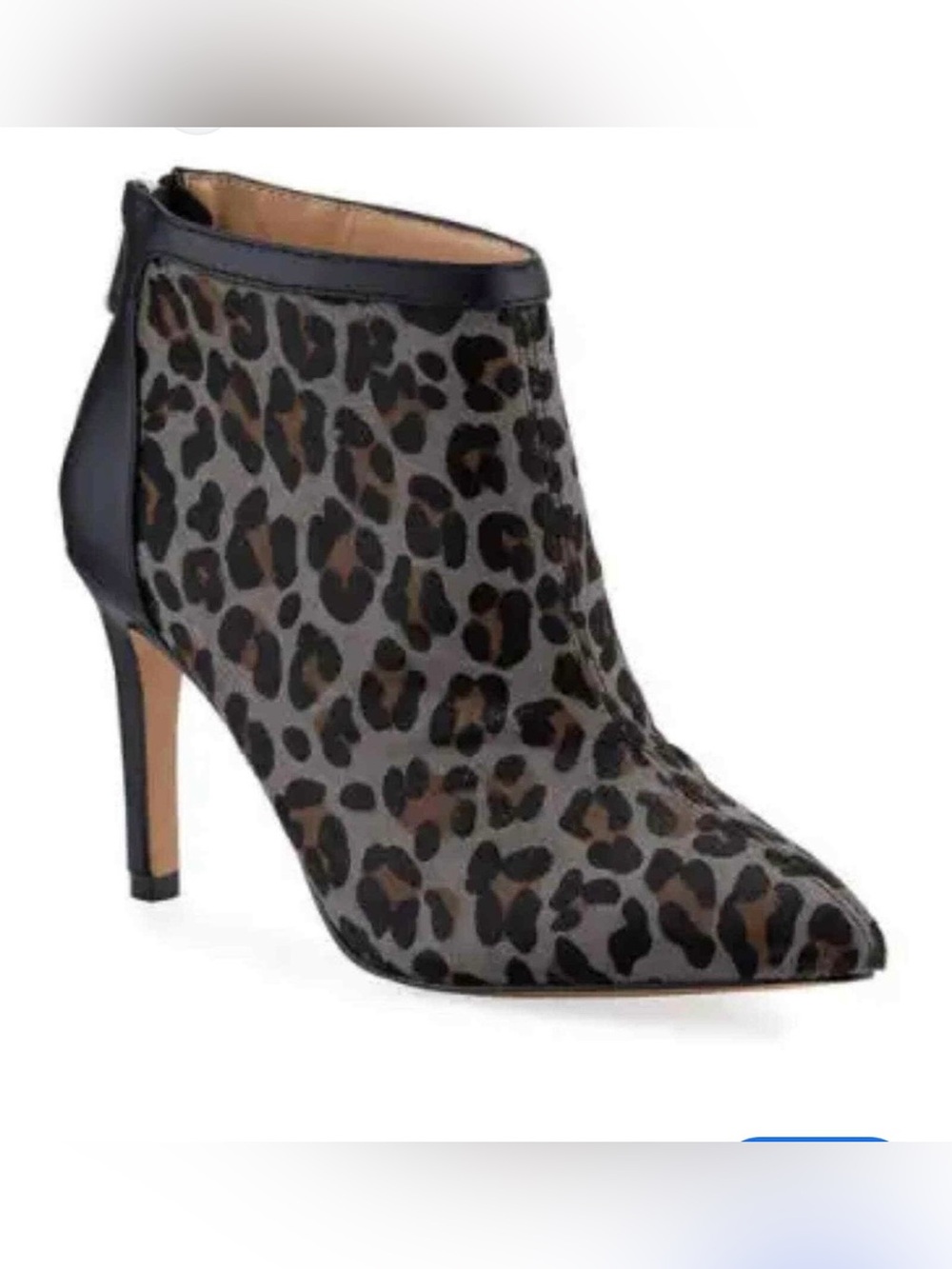Adrienne Vittadini Leopard-Print Pointed Toe Ankle Boot in Black and Brown